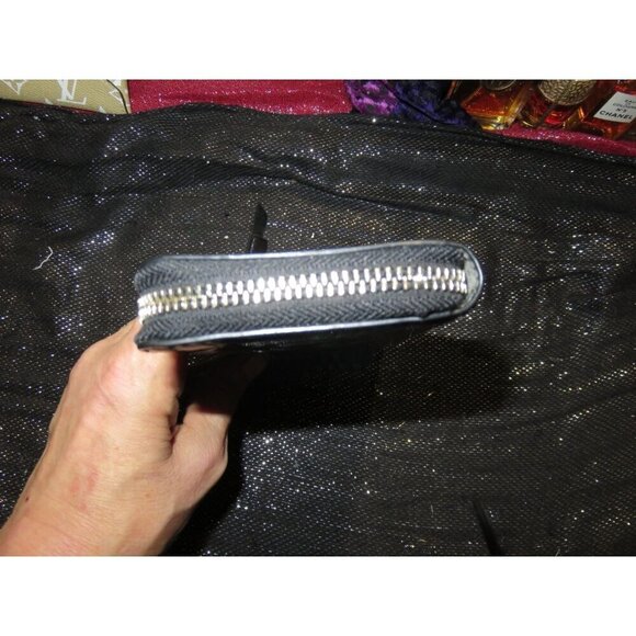 Coach Black Embossed Patent Leather 3/4 zip Accordion Continental Long Wallet - Picture 7 of 10